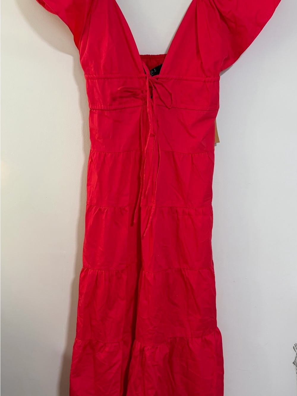 o.p.t Women's Tiered Maxi Dress with Front Tie